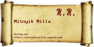 Mitnyik Milla névjegykártya